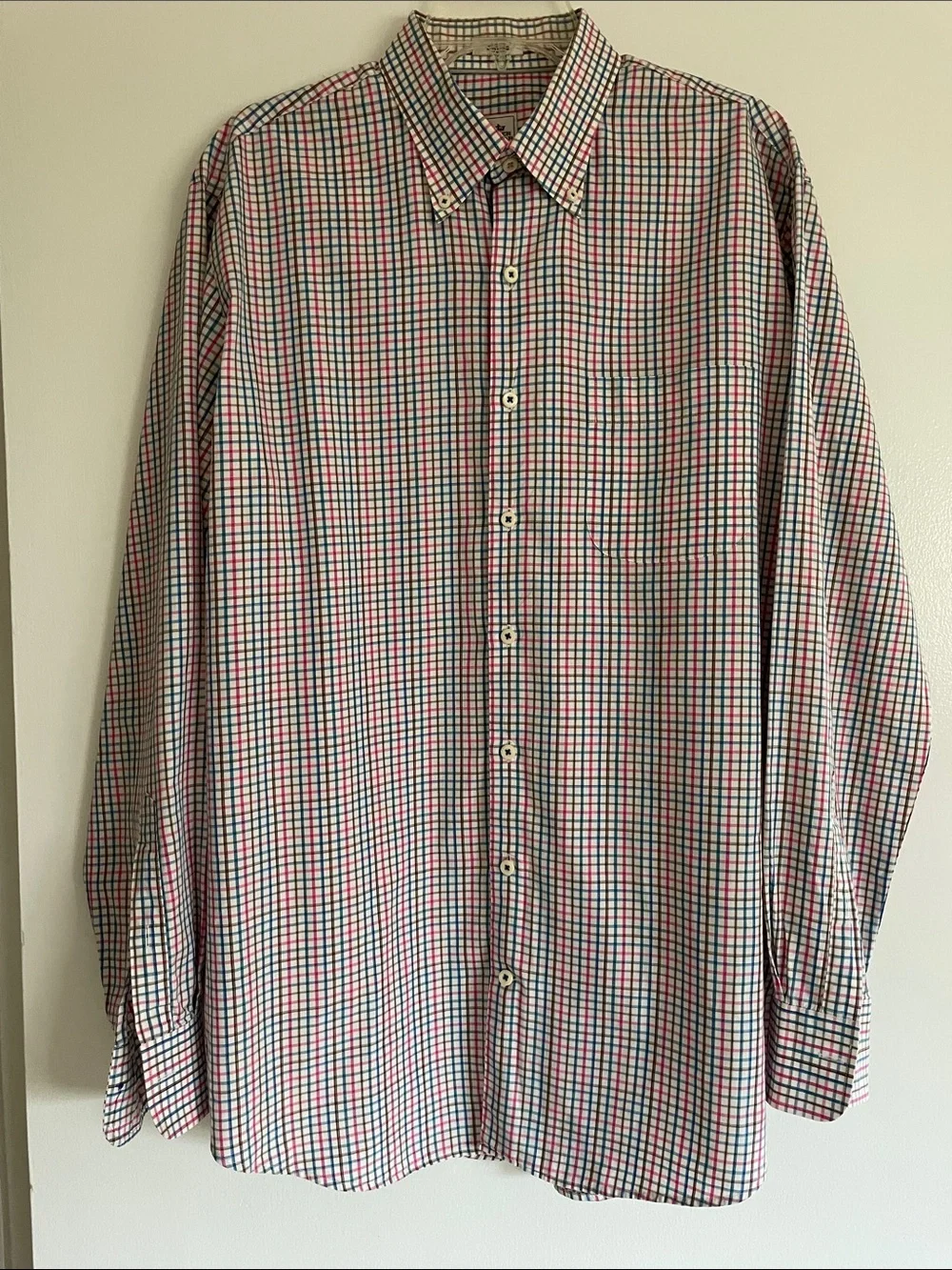 Peter Millar Red and Blue Check Button-Down Shirt